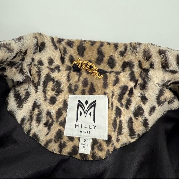 Milly Minis Girl's Animal Print Faux Fur‎ Coat Size 2 - Picture 5 of 13